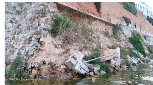 جزء من كورنيش مدينة آزمور يتعرض للإنهيار