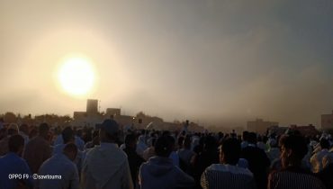 جموع المصلين ،بمصلى أزمور لتأدية صلاة عيد الأضحى مشيا على السنة النبوية الشريفة