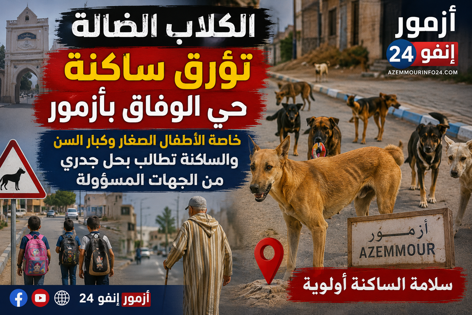 الكلاب الضالة تؤرق ساكنة حي الوفاق بأزمور.. مطالب بتدخل عاجل وحل جذري لحماية المواطنين.